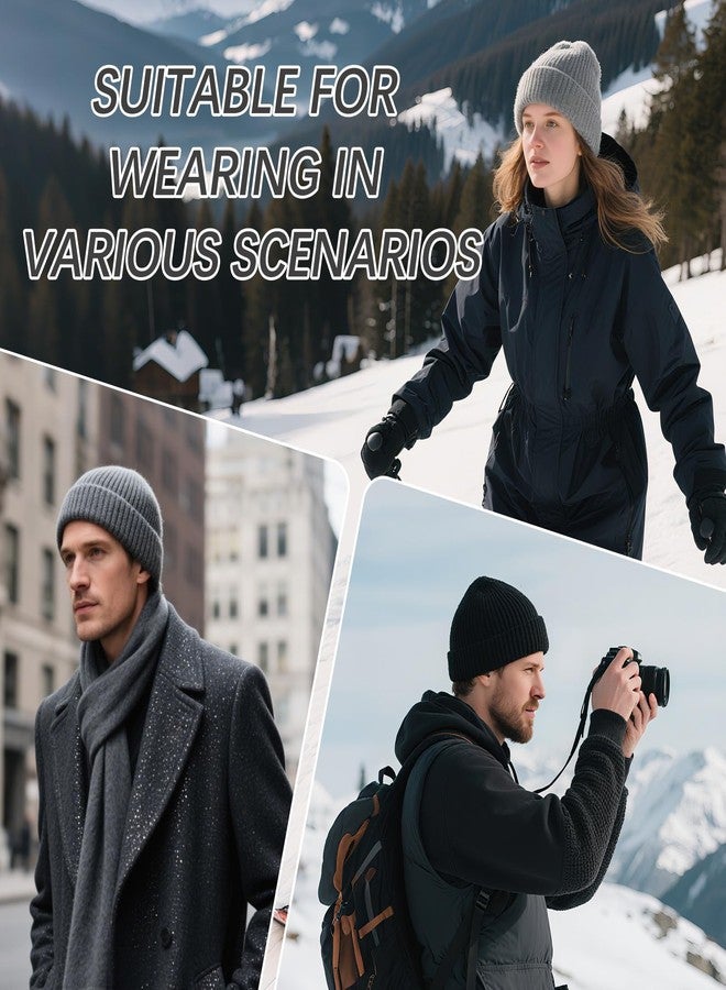 DASSNANE 2 PCS Beanies Hats Multiple Colors Available Stocking caps for Women, Ski Hat Winter Knitted Hat Elasticity Soft Black and Gray - Image 5